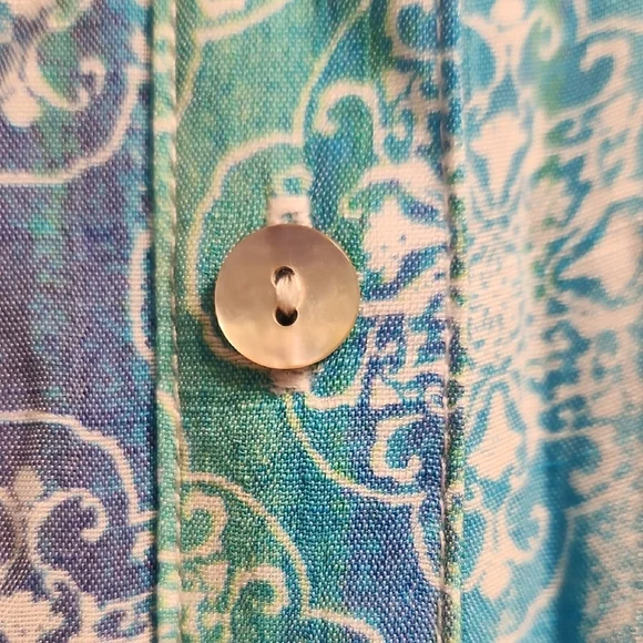 RUBY ROAD Blue and Green Blouse with Elegant Design NWT - Picture 3 of 10